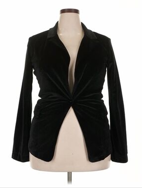 🆕Black Velvet Twist-Front Women's Jacket Sz XXL